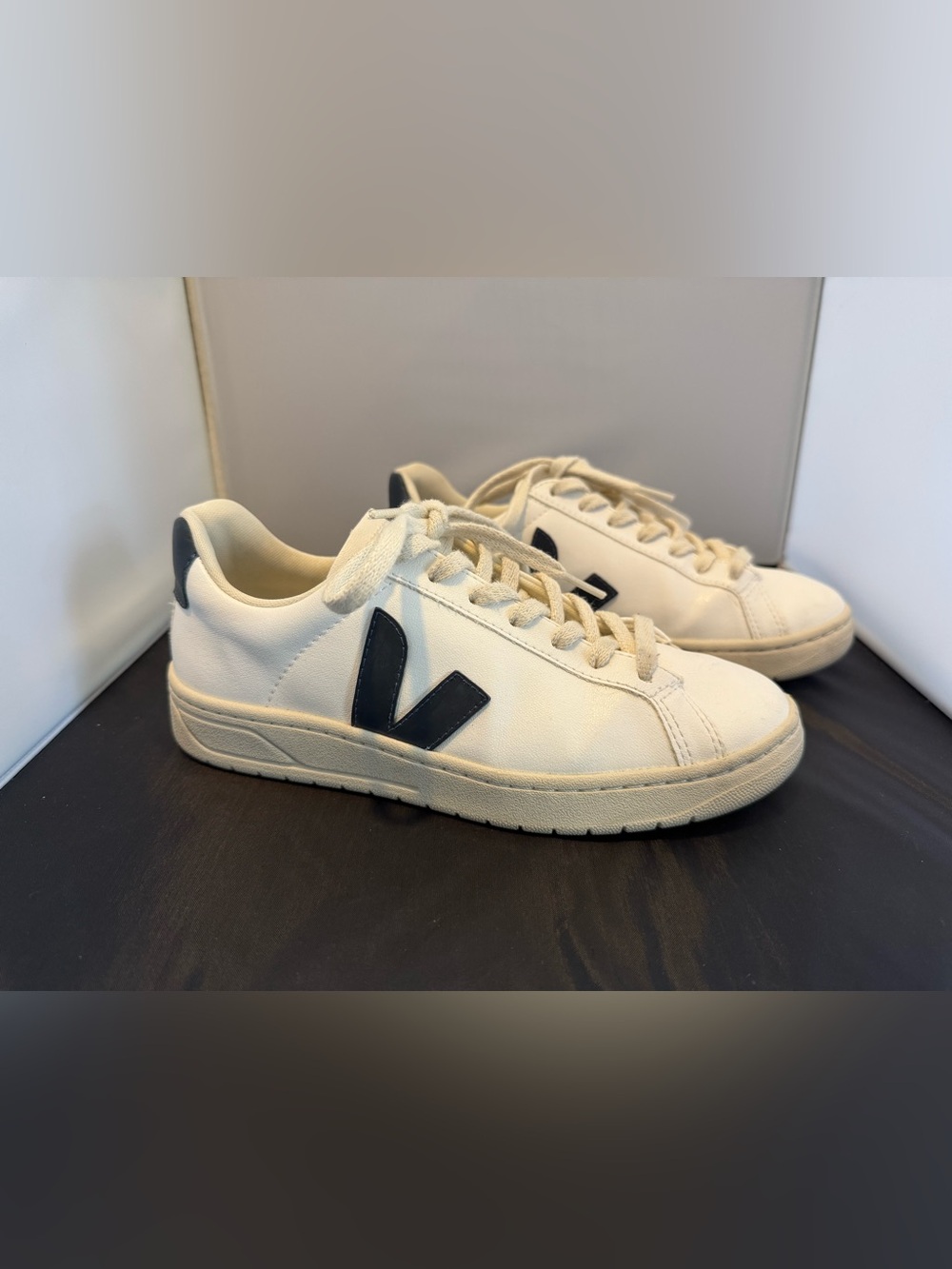 Veja White Sneakers with Black V Logo